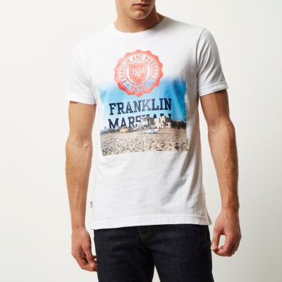 White Franklin & Marshall print t-shirt